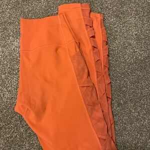 lululemon athletica Orange Mesh-Panel Leggings